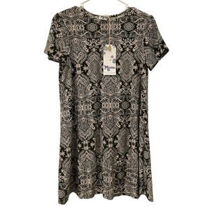 NWT Show Me Your Mumu Size S Mini Dress Olive Green Cream Batik Print Jersey